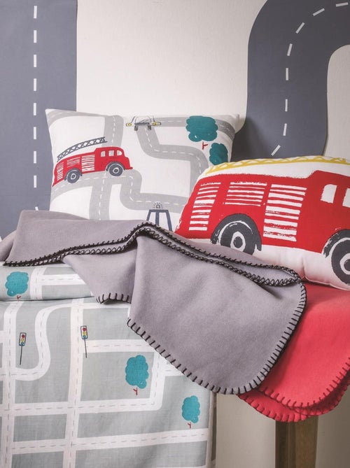 Future Home - Lot 2 plaids gris et rouge polyester 130x150cm - Kiabi