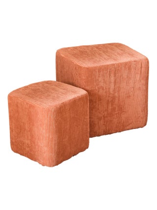 Future Home - Lot de 2 poufs déco en velours côtelé
