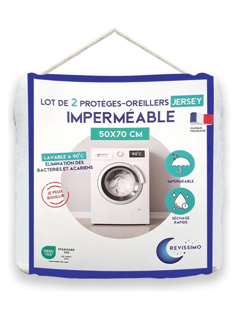 Future Home - Lot de 2 protèges oreillers imperméables en jersey Blanc - Kiabi