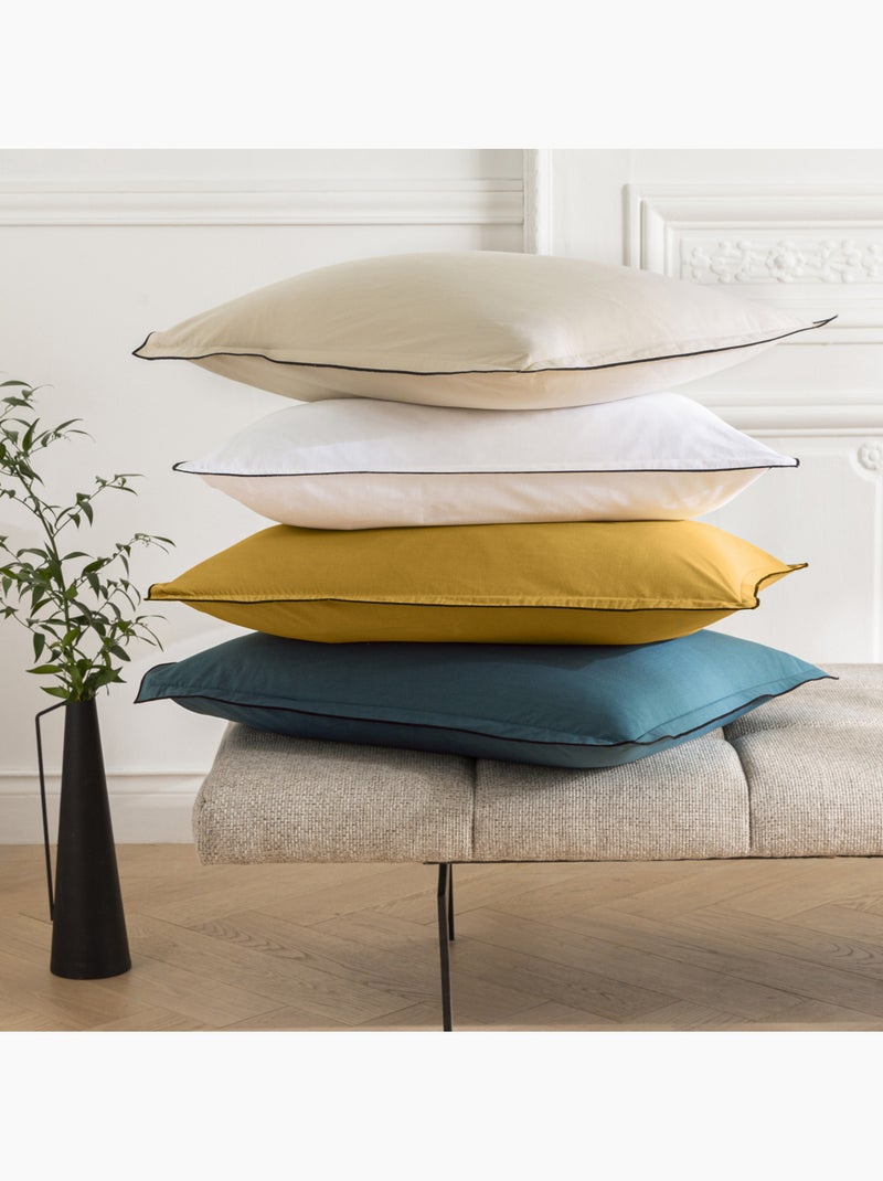 Future Home - Lot de 2 taies d'oreiller unies en coton finition bourdon Beige - Kiabi