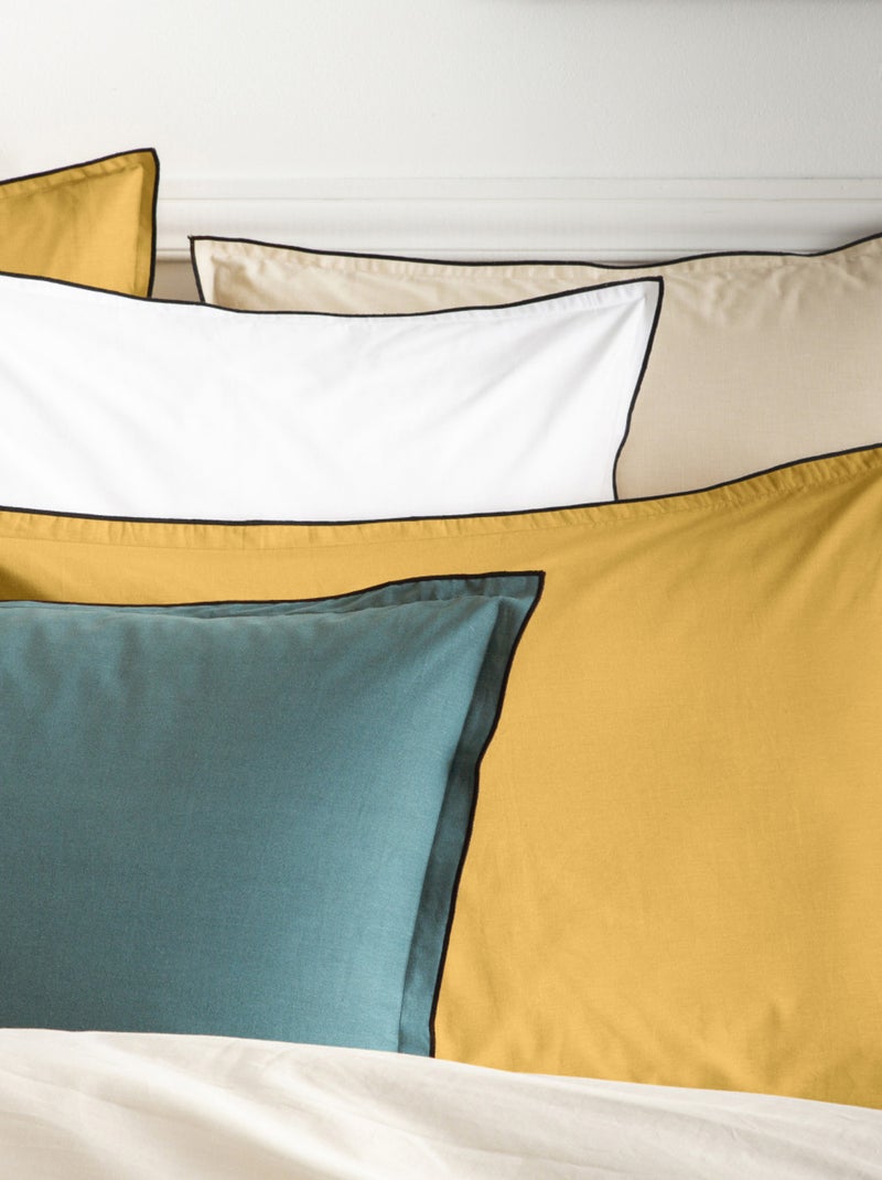 Future Home - Lot de 2 taies d'oreiller unies en coton finition bourdon Bleu - Kiabi