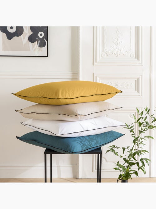 Future Home - Lot de 2 taies d'oreiller unies en coton finition bourdon - Kiabi