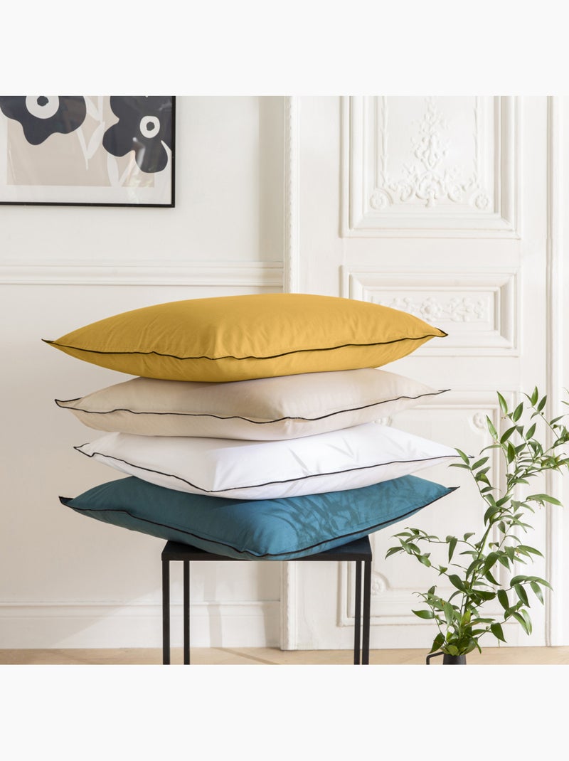 Future Home - Lot de 2 taies d'oreiller unies en coton finition bourdon Jaune - Kiabi