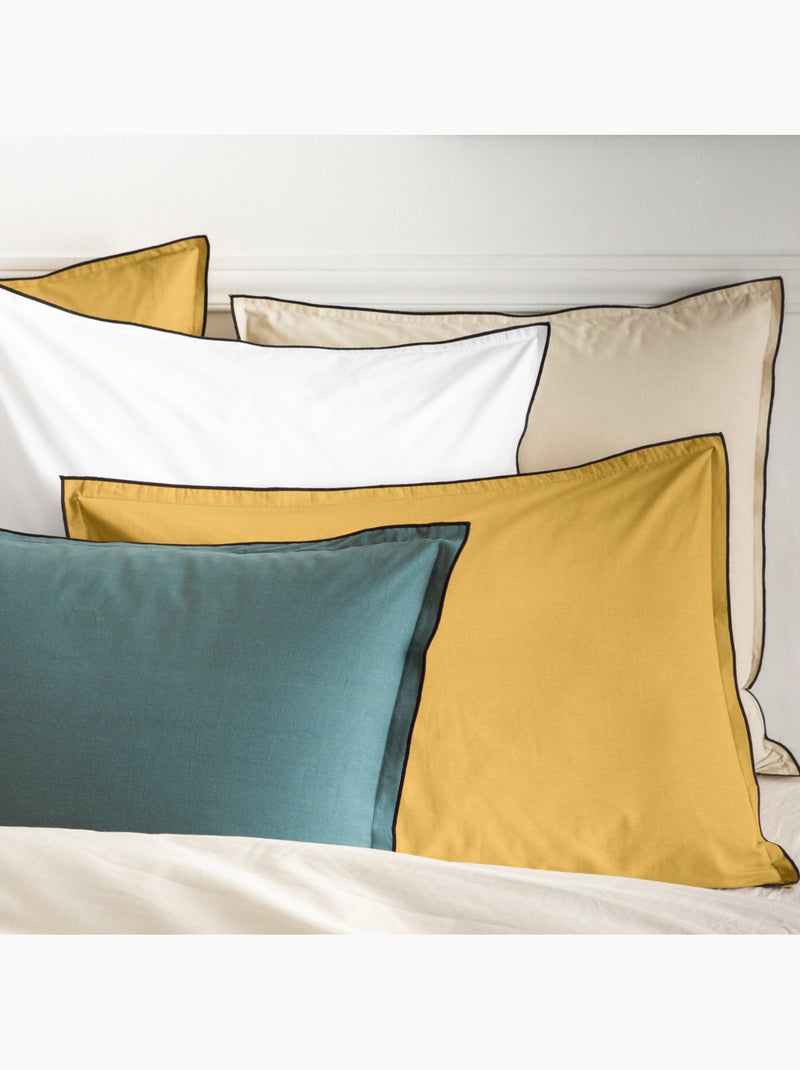 Future Home - Lot de 2 taies d'oreiller unies en coton finition bourdon Miel - Kiabi