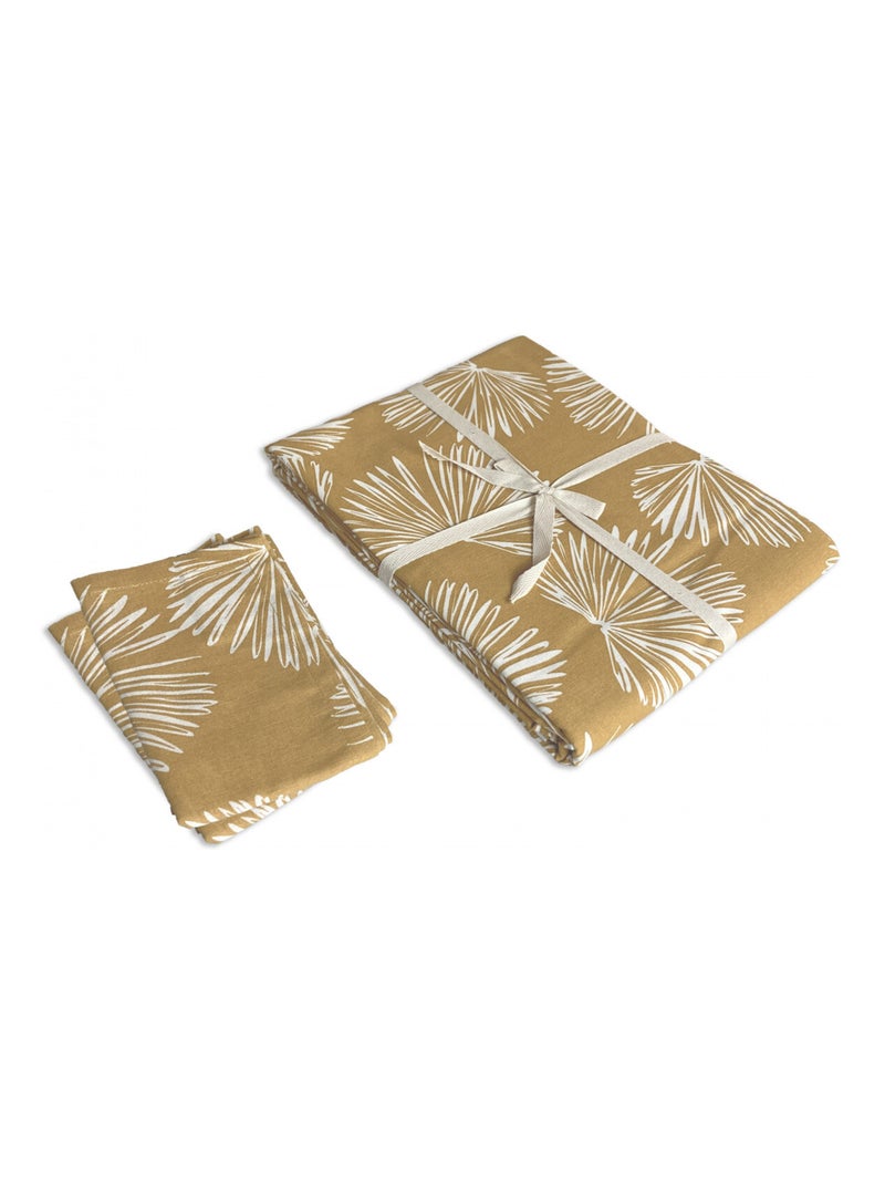 Future Home - Lot nappe carrée + 2 serviettes de table déperlante champêtre Jaune moutarde - Kiabi