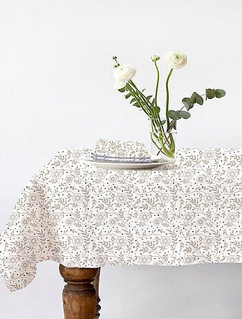 Future Home - Lot nappe carrée + 2 serviettes de table déperlante floral