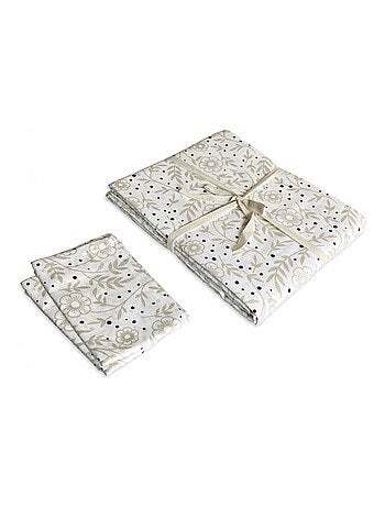 Future Home - Lot nappe carrée + 2 serviettes de table déperlante floral