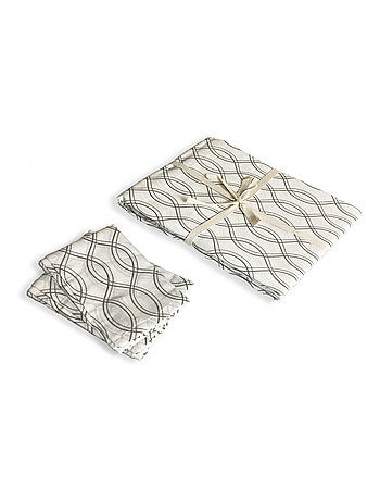 Future Home - Lot nappe carrée + 2 serviettes de table déperlante géométrique