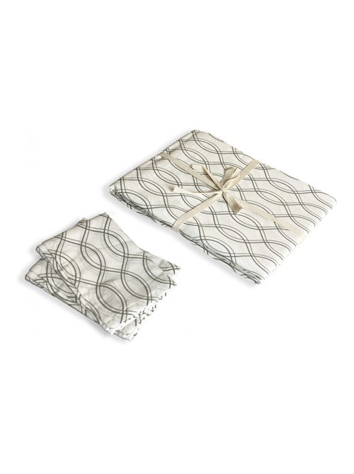 Future Home - Lot nappe carrée + 2 serviettes de table déperlante géométrique - Kiabi