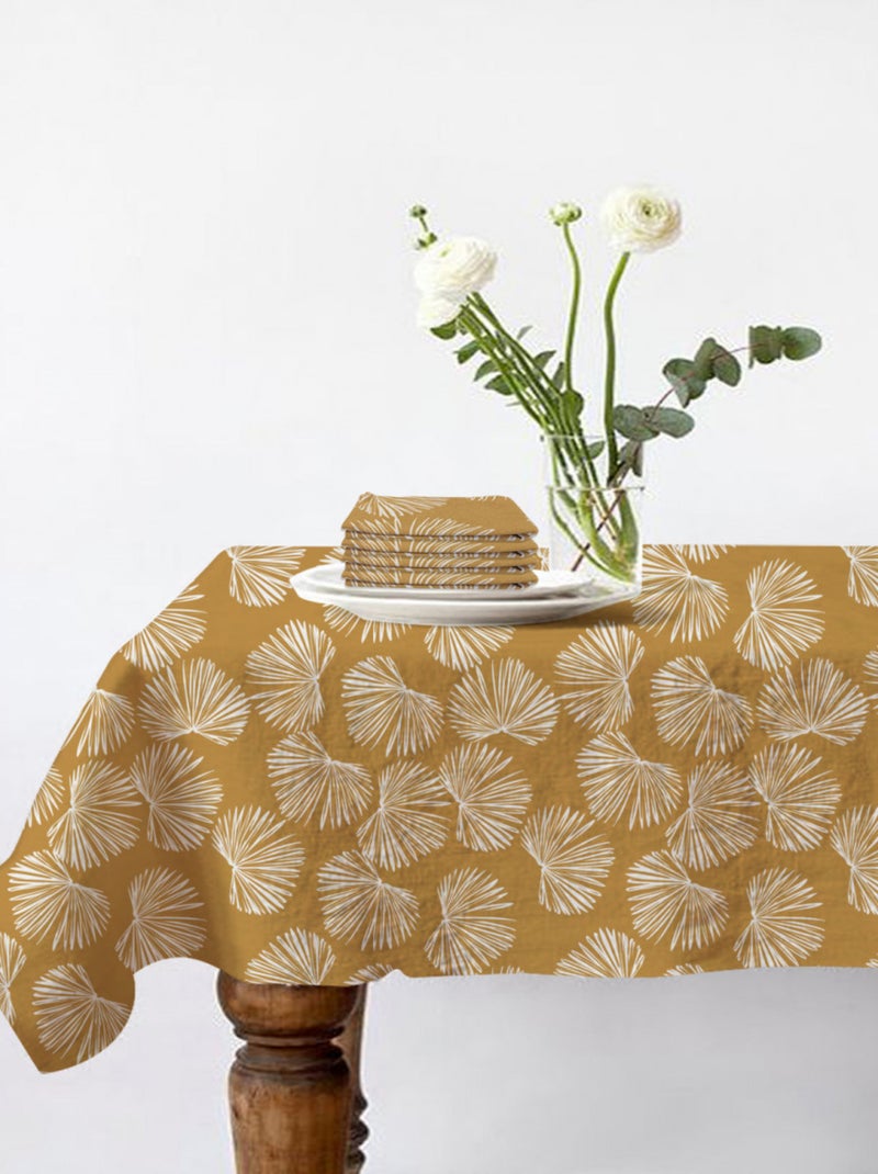 Future Home - Lot nappe rectangle + 4 serviettes de table déperlante champêtre Jaune moutarde - Kiabi