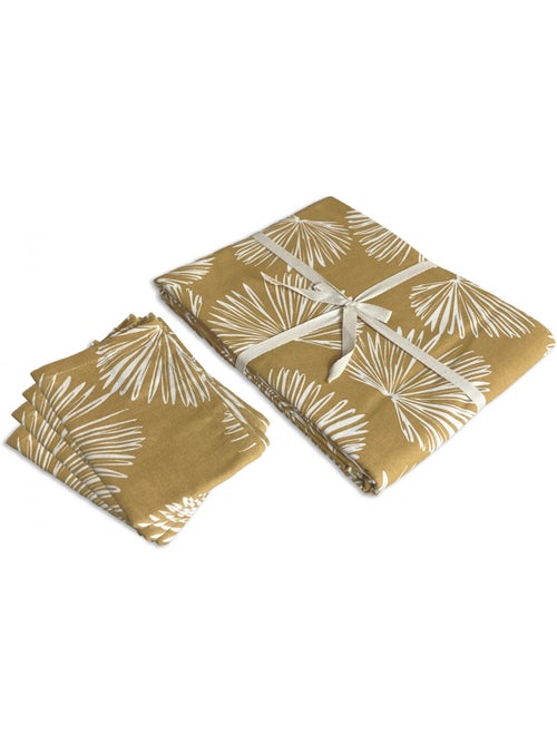 Future Home - Lot nappe rectangle + 4 serviettes de table déperlante champêtre - Kiabi Future Home - Lot nappe rectangle + 4 serviettes de table déperlante champêtre - Kiabi