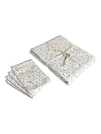 Future Home - Lot nappe rectangle + 4 serviettes de table déperlante floral