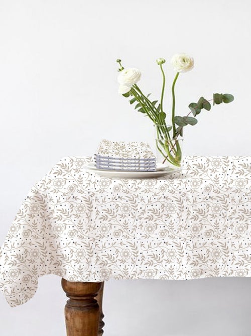 Future Home - Lot nappe rectangle + 4 serviettes de table déperlante floral - Kiabi