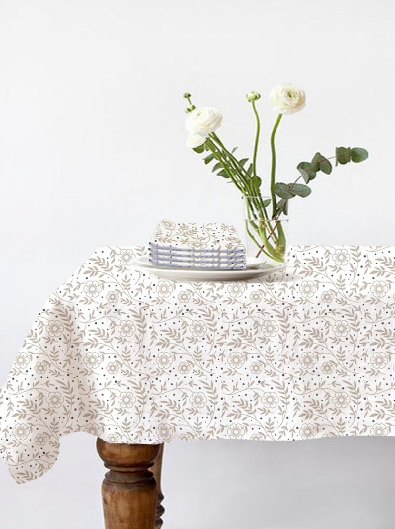 Future Home - Lot nappe rectangle + 4 serviettes de table déperlante floral Blanc - Kiabi