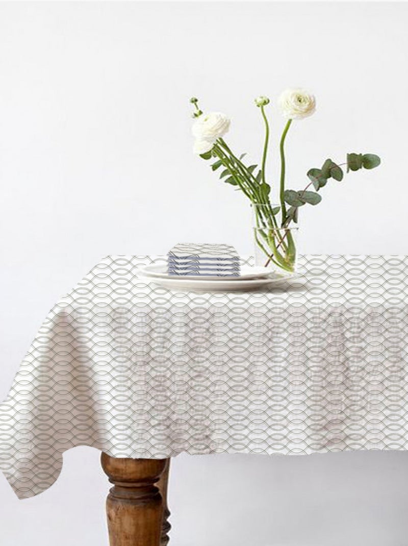 Future Home - Lot nappe rectangle + 4 serviettes de table déperlante géométrique Blanc - Kiabi