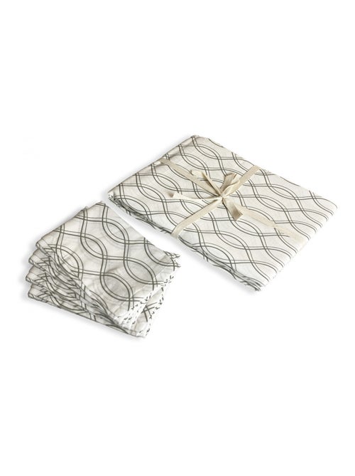 Future Home - Lot nappe rectangle + 4 serviettes de table déperlante géométrique - Kiabi Future Home - Lot nappe rectangle + 4 serviettes de table déperlante géométrique - Kiabi