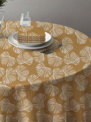 Future Home - Lot nappe ronde + 4 serviettes de table déperlante champêtre