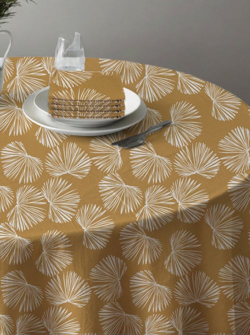 Future Home - Lot nappe ronde + 4 serviettes de table déperlante champêtre - Kiabi