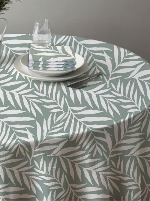 Future Home - Lot nappe ronde + 4 serviettes de table déperlante feuillage - Kiabi