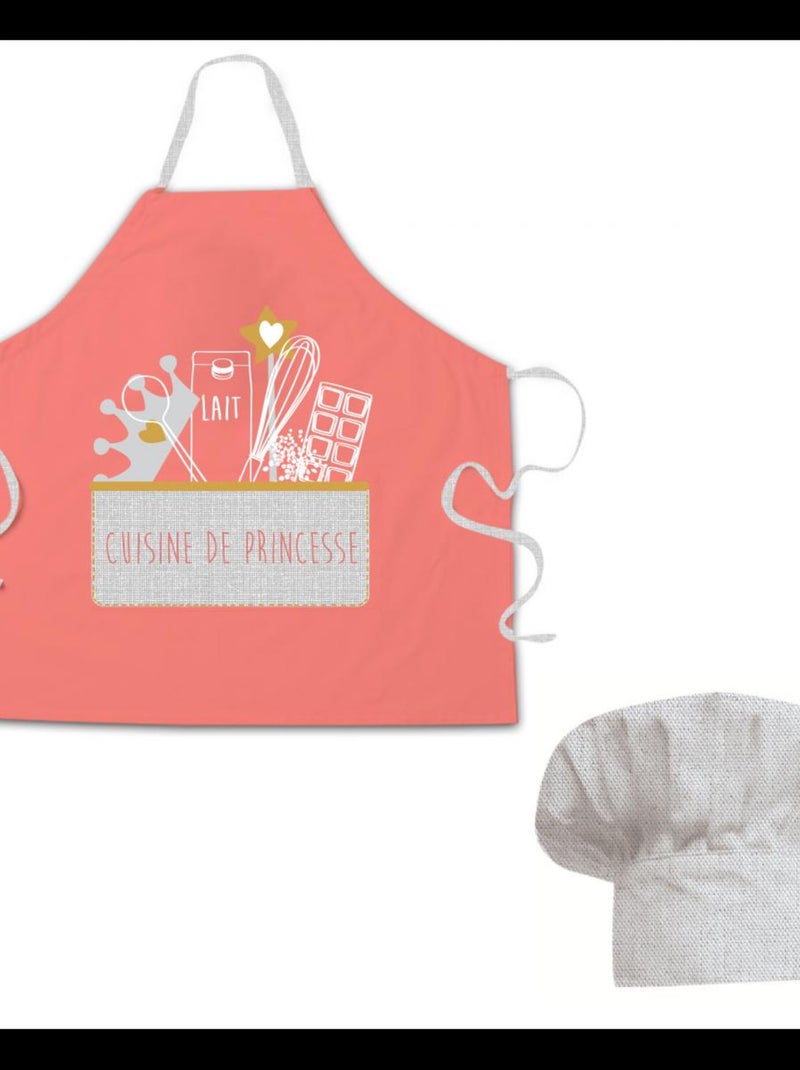 Future Home - Lot tablier de cuisine coton rose 55x55cm + toque Rose - Kiabi
