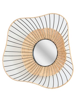 Future Home - Miroir mural rond en rotin et métal 55cm
