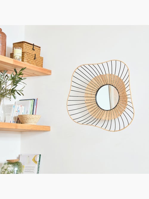 Future Home - Miroir mural rotin et métal 55cm FSC - Kiabi