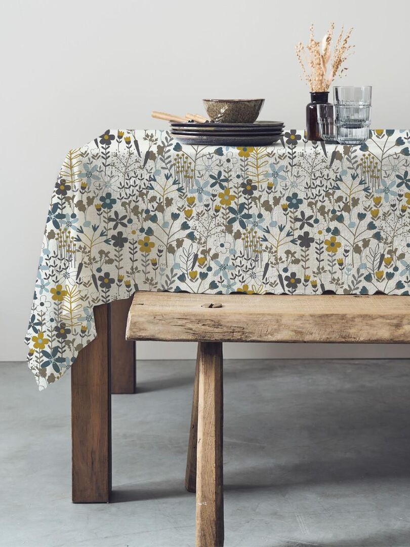 Future Home - Nappe coton blanche à fleurs 150x250cm avec pompons Blanc - Kiabi