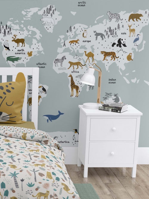 Future Home - Papier peint intissé panoramique carte du monde - Kiabi