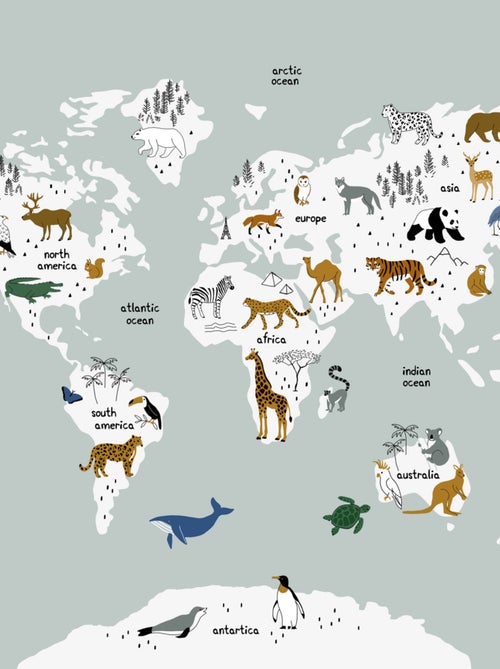 Future Home - Papier peint intissé panoramique carte du monde - Kiabi