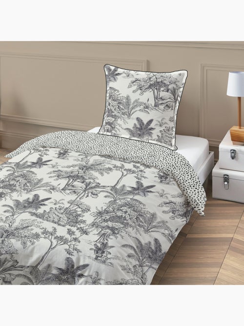 Future Home - Parure de lit 1 personne en coton 57 fils imprimé blanc - Kiabi