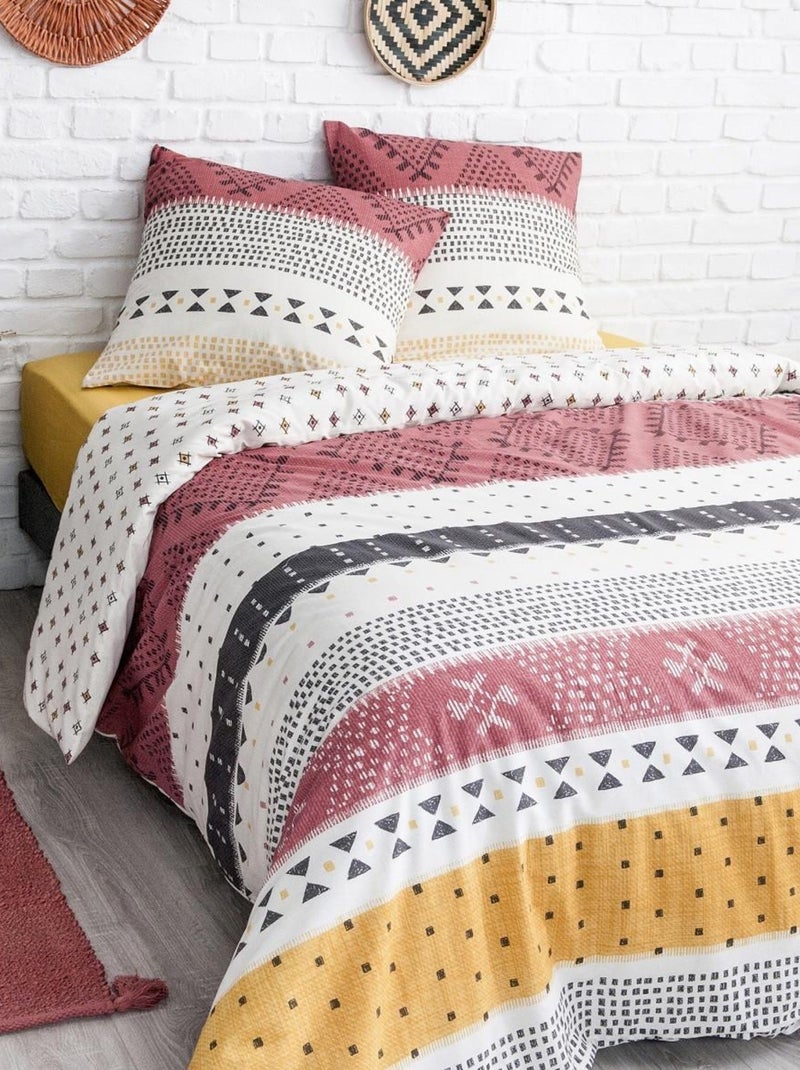 Future Home - Parure de lit 1 personne en coton 57 fils imprimé blanc Rouge - Kiabi
