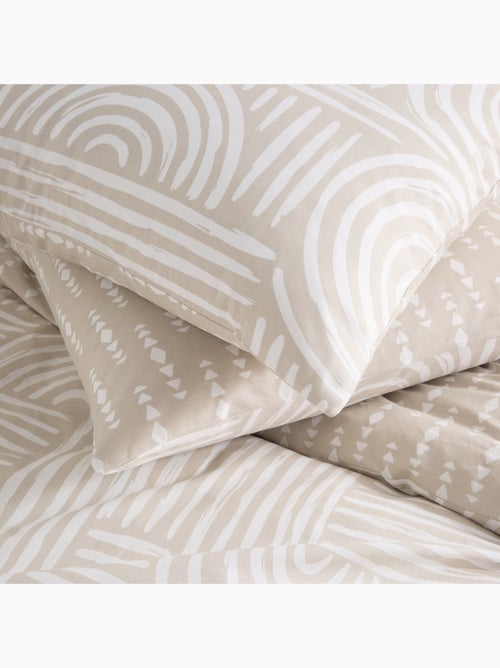 Future Home - Parure de lit 1 personne en coton imprimé beige - Kiabi