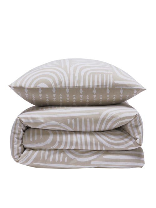 Future Home - Parure de lit 1 personne en coton imprimé beige - Kiabi