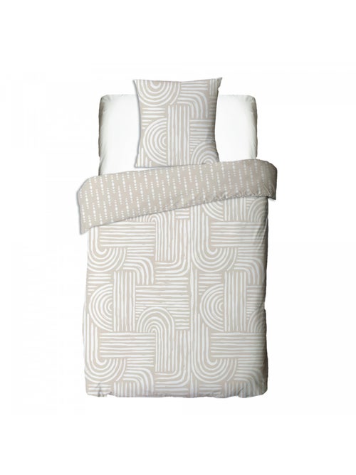 Future Home - Parure de lit 1 personne en coton imprimé beige - Kiabi