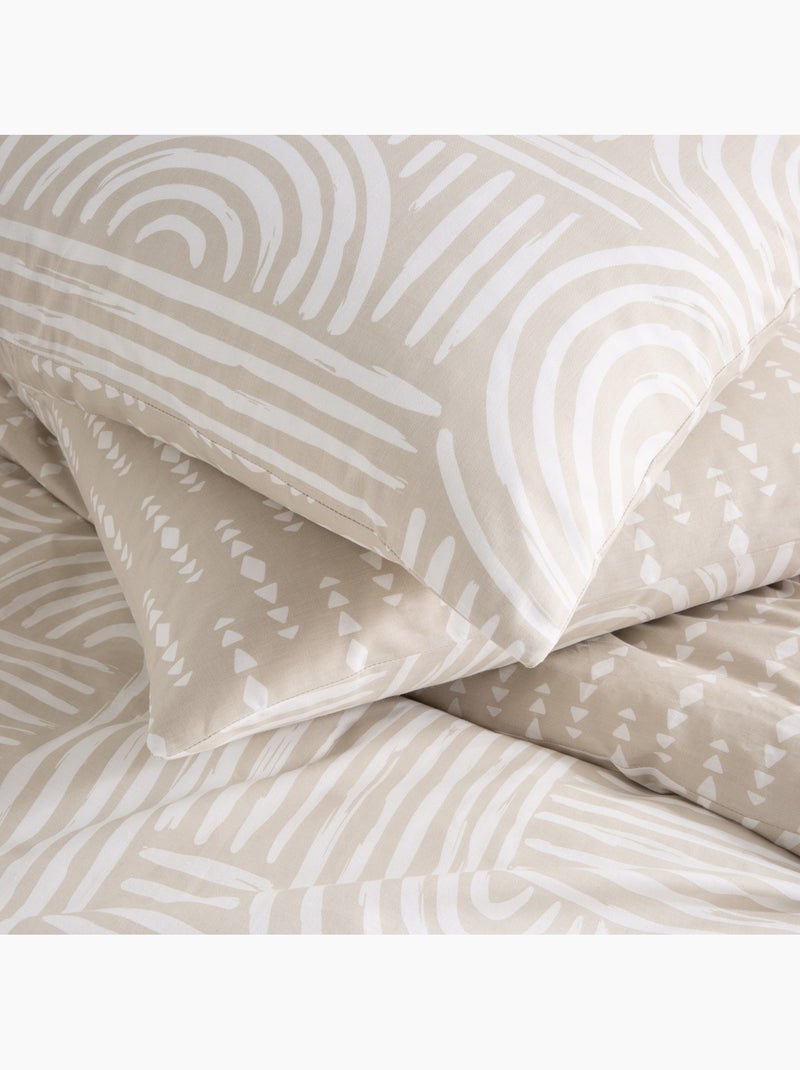 Future Home - Parure de lit 1 personne en coton imprimé beige Latte - Kiabi