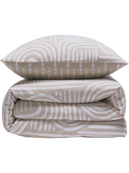 Future Home - Parure de lit 1 personne en coton imprimé beige - Kiabi