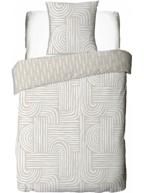 Future Home - Parure de lit 1 personne en coton imprimé beige - Kiabi