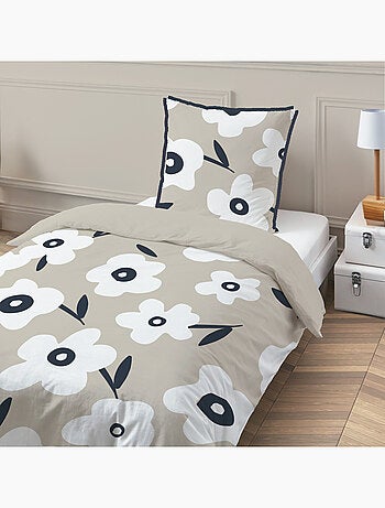 Future Home - Parure de lit 1 personne en coton imprimé fleurs