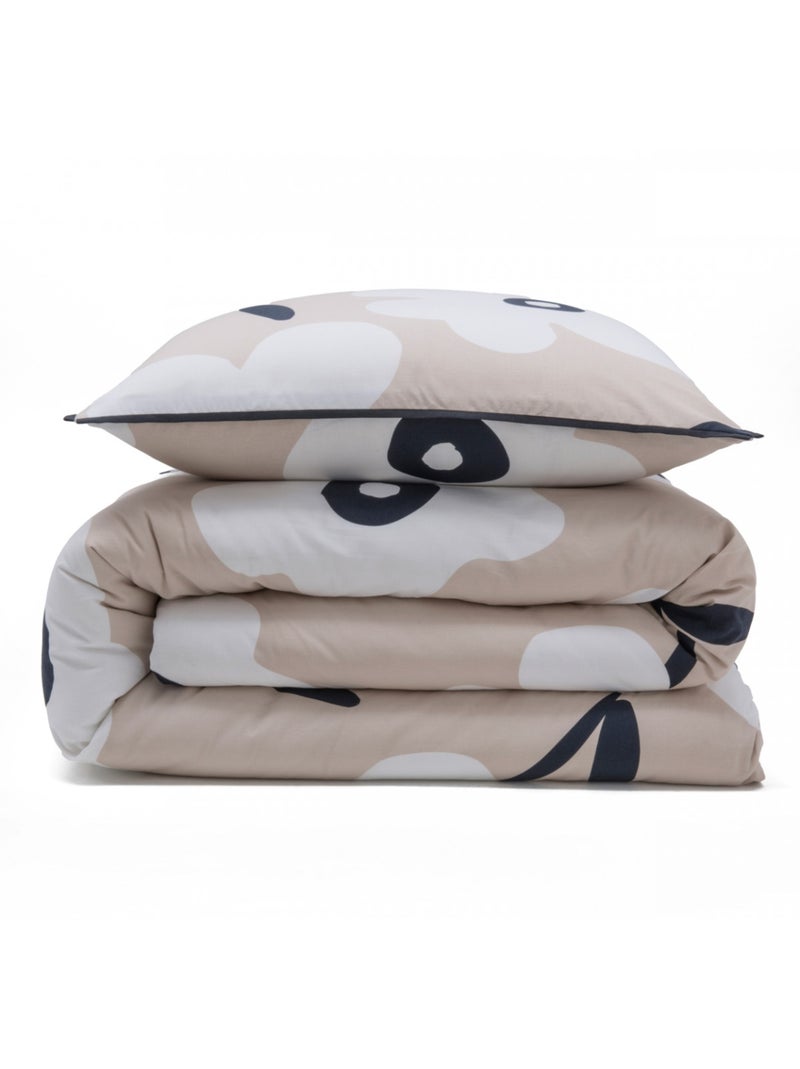 Future Home - Parure de lit 1 personne en coton imprimé fleurs Beige - Kiabi