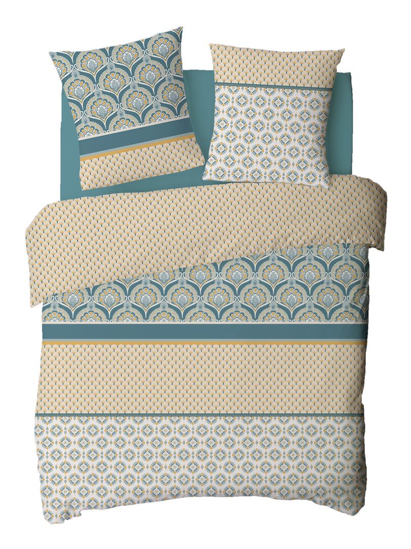 Future Home - Parure de lit 1 personne en percale 70 fils imprimé beige Beige - Kiabi