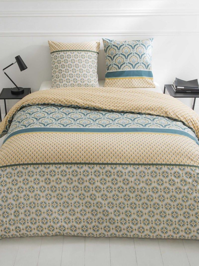 Future Home - Parure de lit 1 personne en percale 70 fils imprimé beige Beige - Kiabi