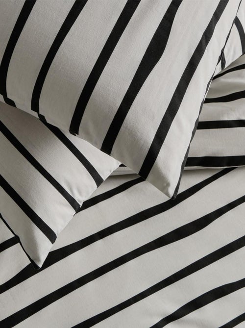 Future Home - Parure de lit 2 personnes à rayures en polycoton - Kiabi