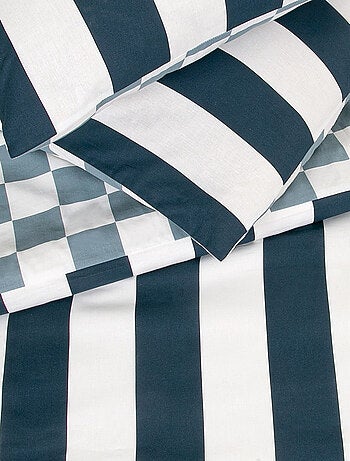 Future Home - Parure de lit 2 personnes damier rayé réversible