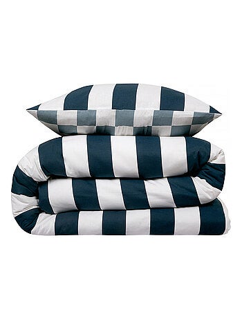 Future Home - Parure de lit 2 personnes damier rayé réversible