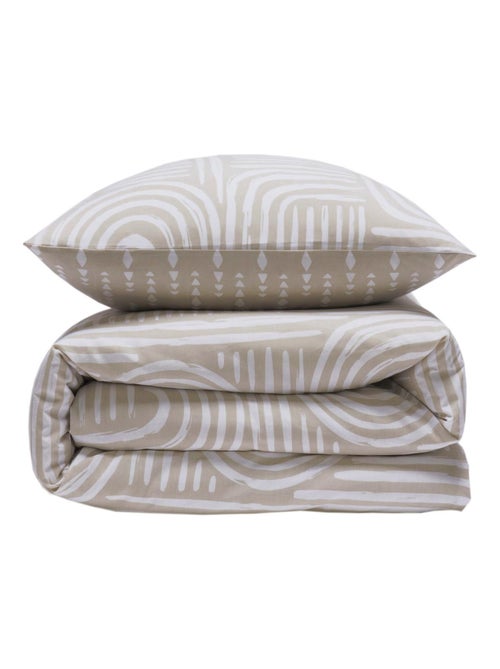 Future Home - Parure de lit 2 personnes en coton 57 fils imprimé beige - Kiabi