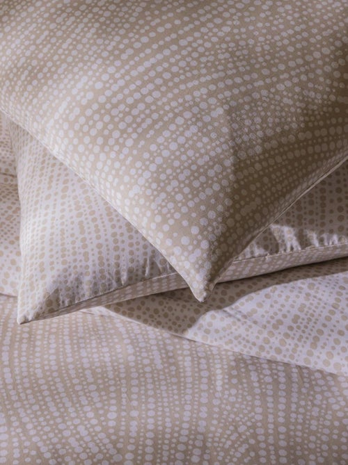 Future Home - Parure de lit 2 personnes en coton 57 fils imprimé beige - Kiabi