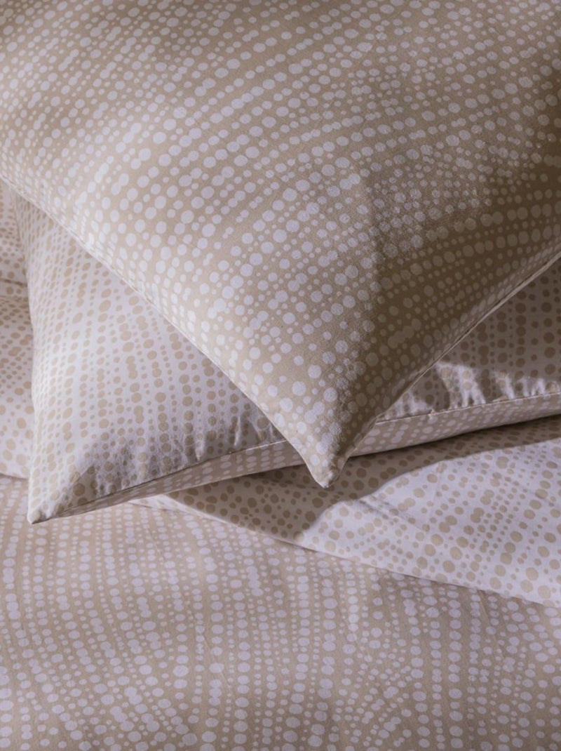 Future Home - Parure de lit 2 personnes en coton 57 fils imprimé beige Beige - Kiabi