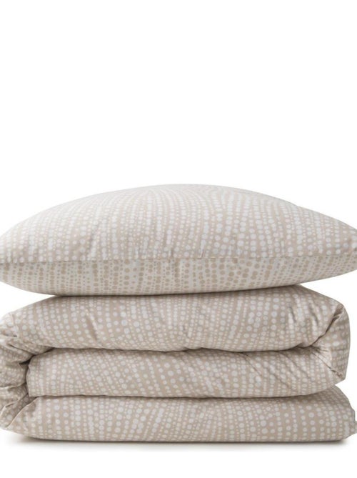Future Home - Parure de lit 2 personnes en coton 57 fils imprimé beige - Kiabi