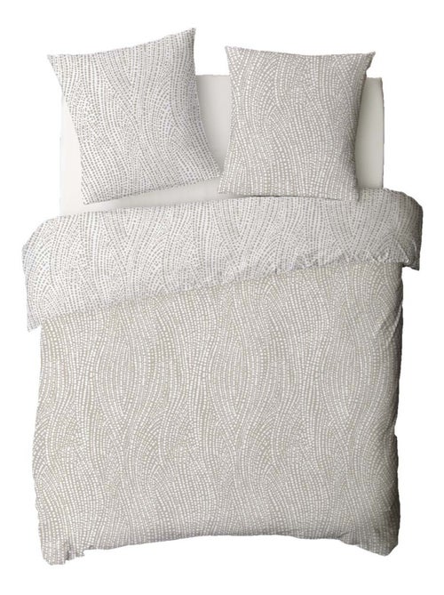 Future Home - Parure de lit 2 personnes en coton 57 fils imprimé beige - Kiabi