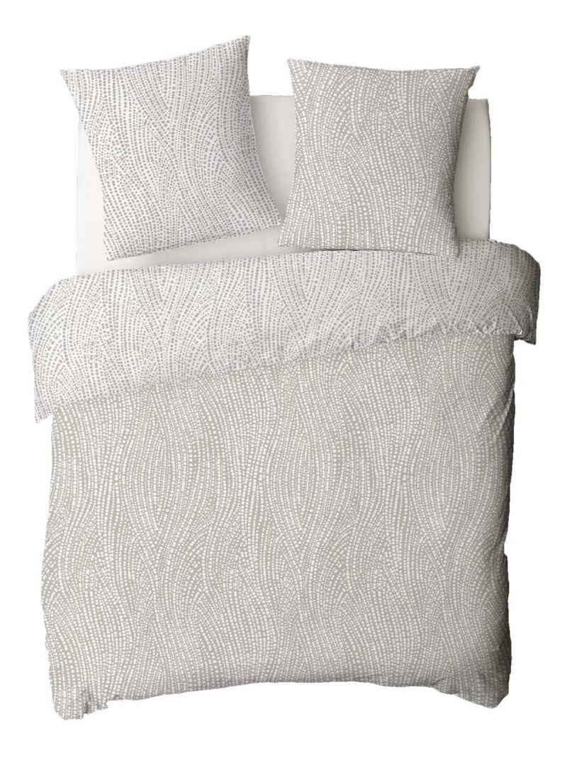 Future Home - Parure de lit 2 personnes en coton 57 fils imprimé beige Beige - Kiabi